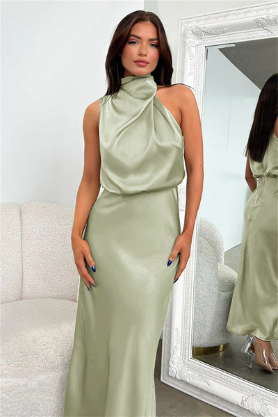 Carlina - Elegant Satin Halter Dress