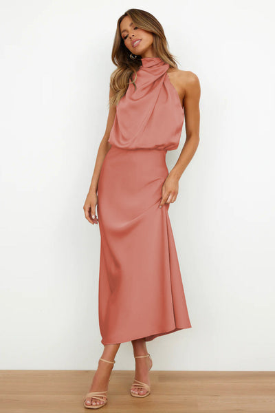 Carlina - Elegant Satin Halter Dress