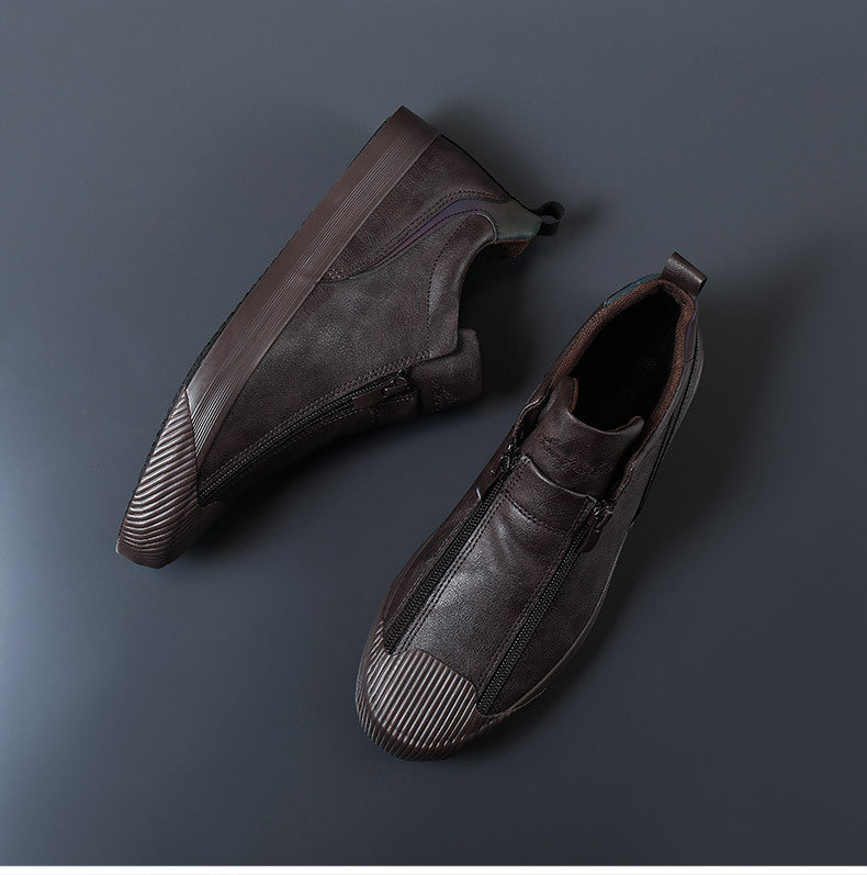 Men's Zip Leather Shoes 