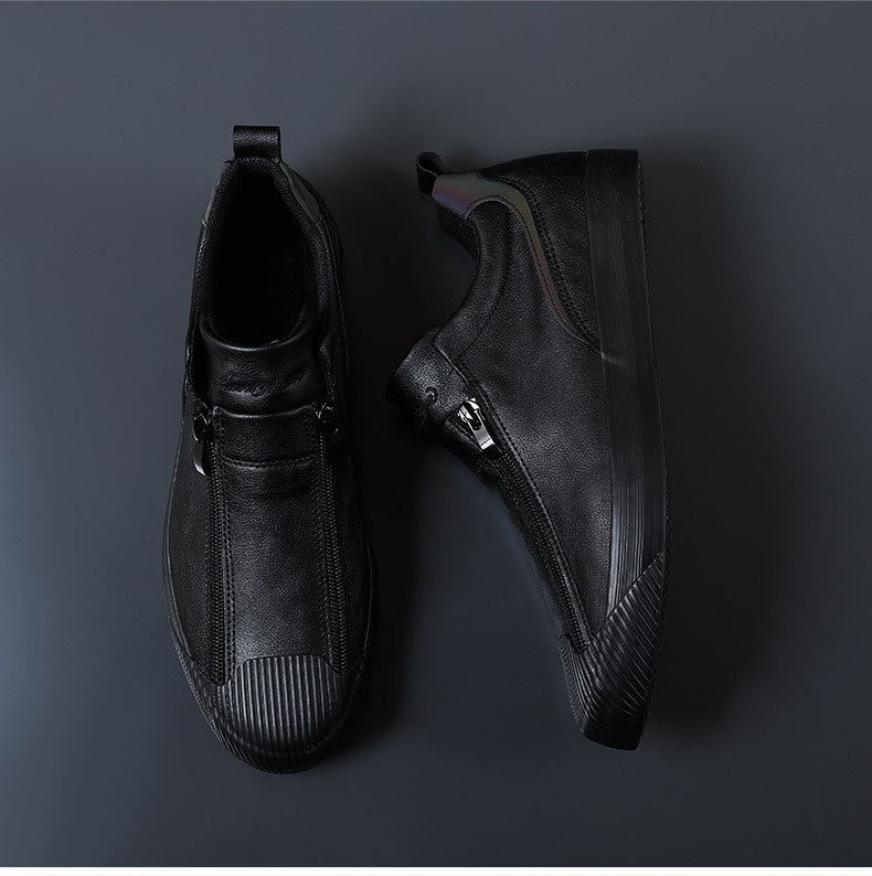 Men's Zip Leather Shoes 