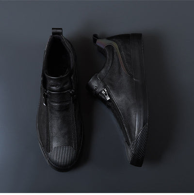 Men's Zip Leather Shoes 