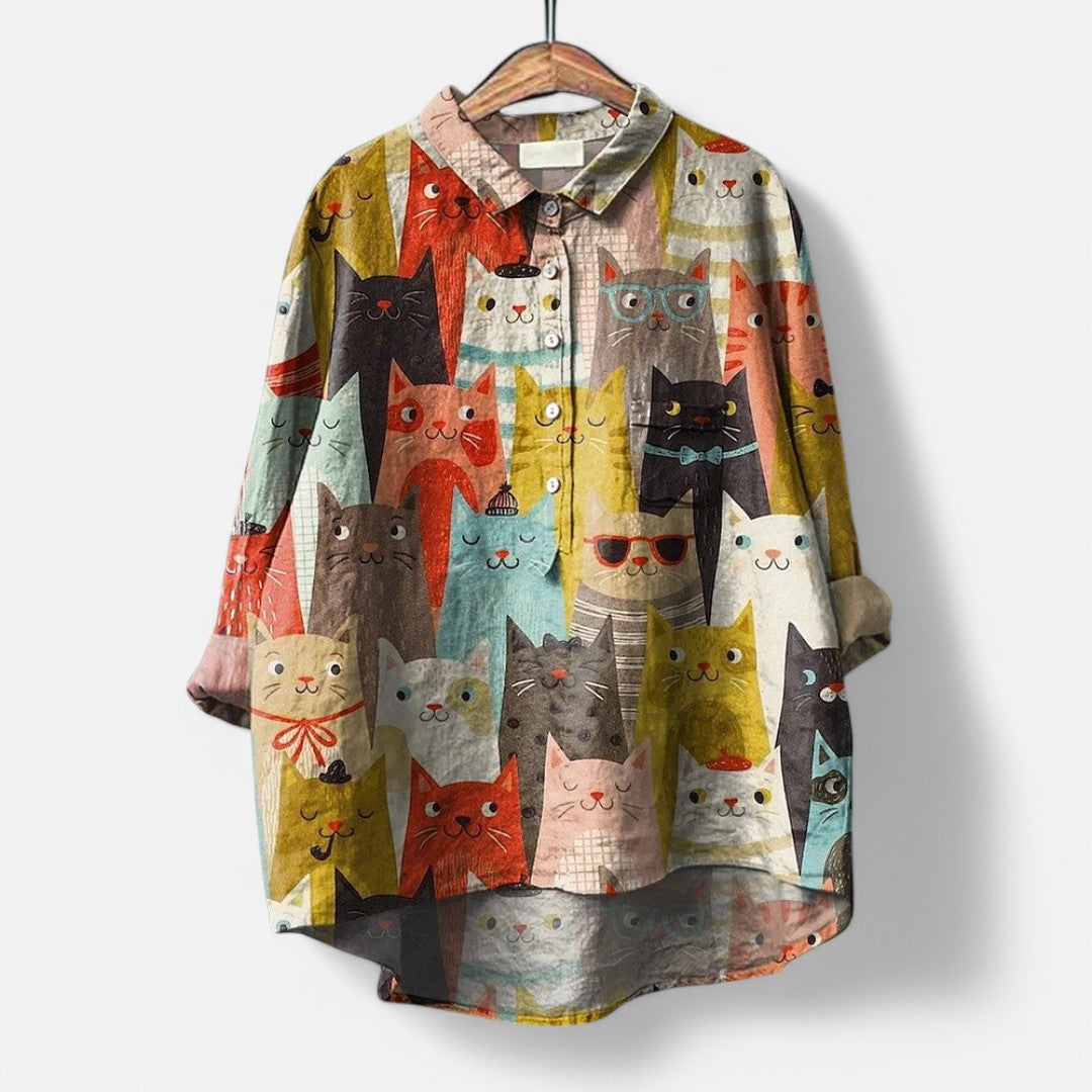 Frida - Artistic Dog Print Blouse