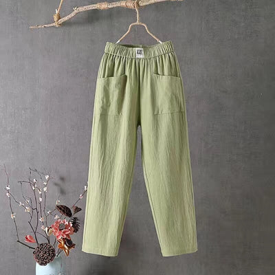 Celena - Casual Linen Blend Trousers