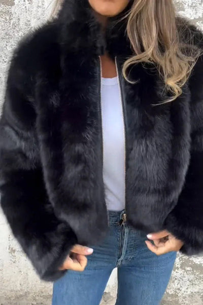Jamie - Stylish Faux Fur Turtleneck Jacket with Zipper for Everyday Wear