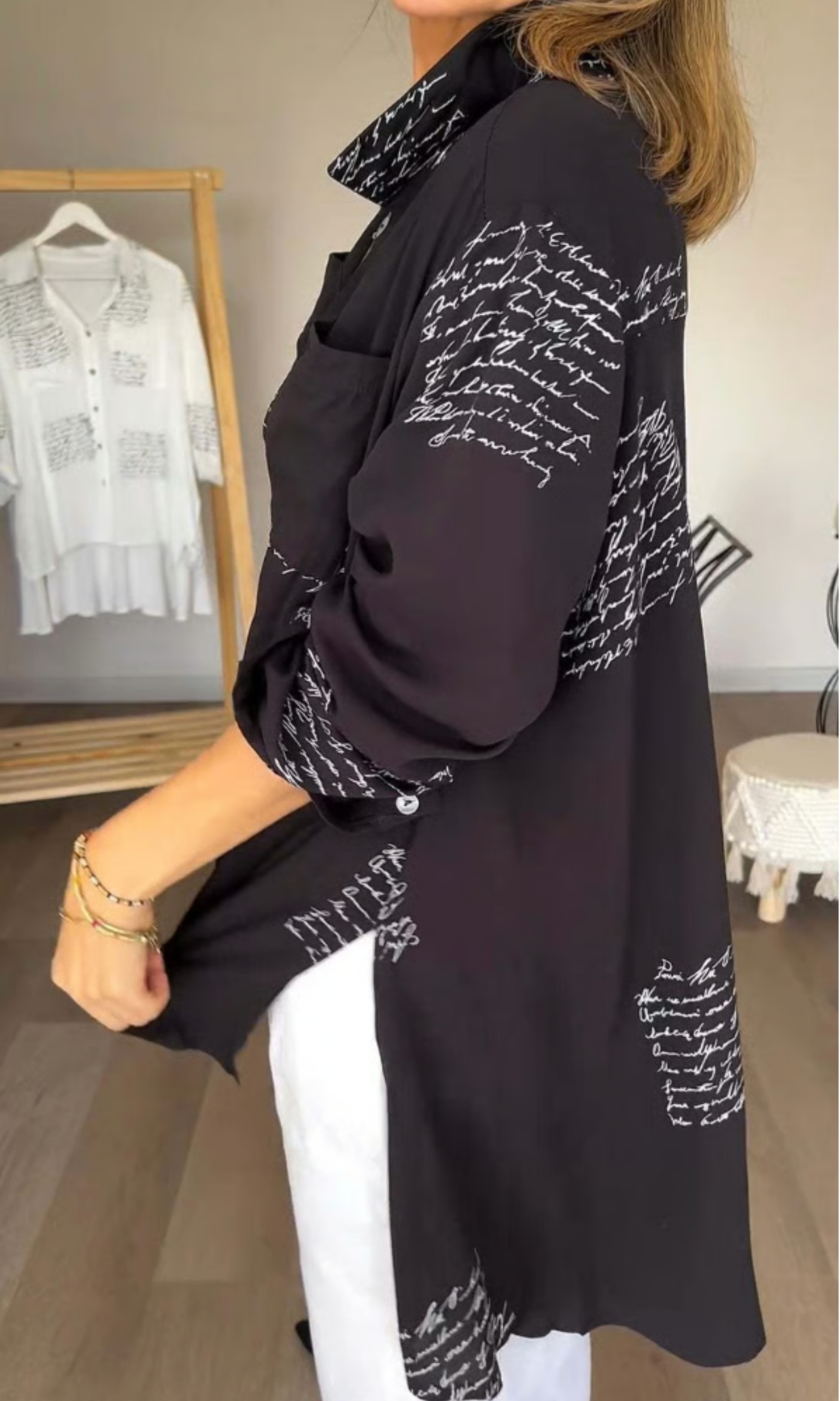 Maika - Bold Letter Print Shirt