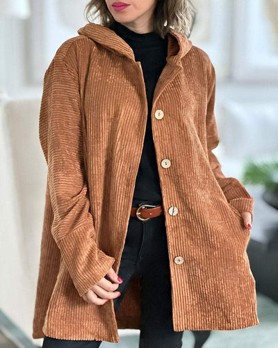 Amélie - Cozy Bordeaux Corduroy Coat