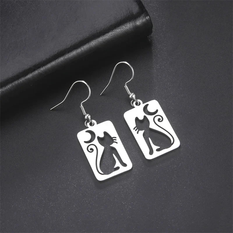 Luna - Cute Cat Drop Earrings