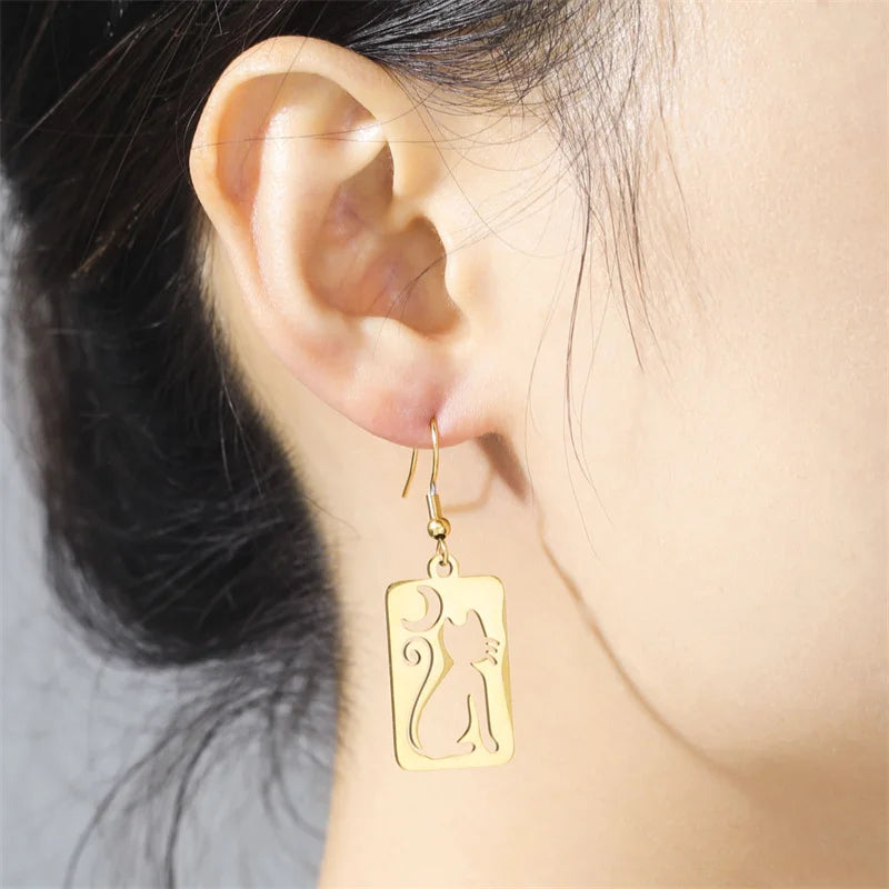 Luna - Cute Cat Drop Earrings
