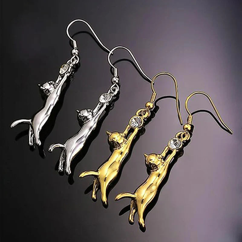 Huitan - Cute Cat Dangle Earrings