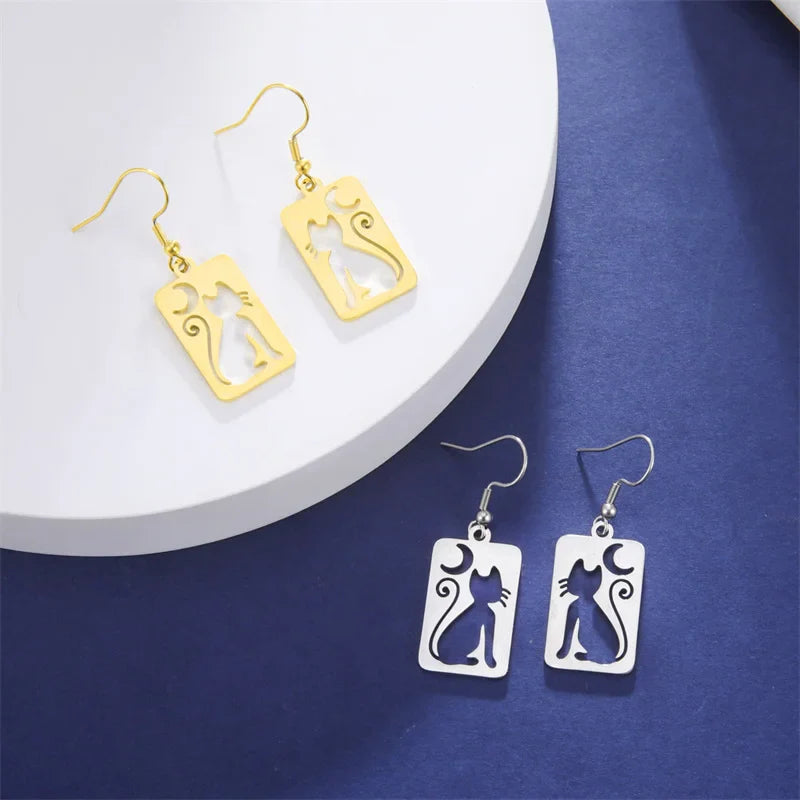Luna - Cute Cat Drop Earrings