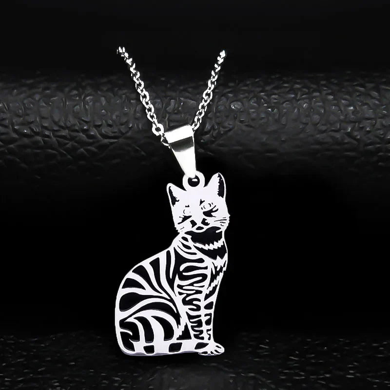Wicca - Stylish Silver Cat Necklace