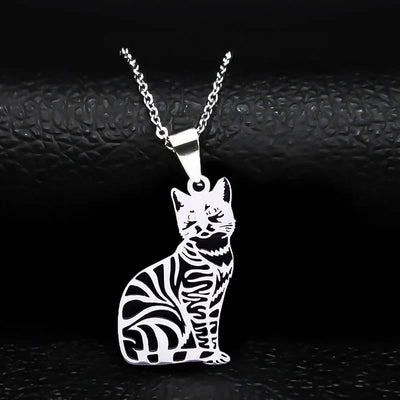 Wicca - Stylish Silver Cat Necklace