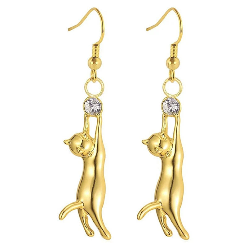 Huitan - Cute Cat Dangle Earrings
