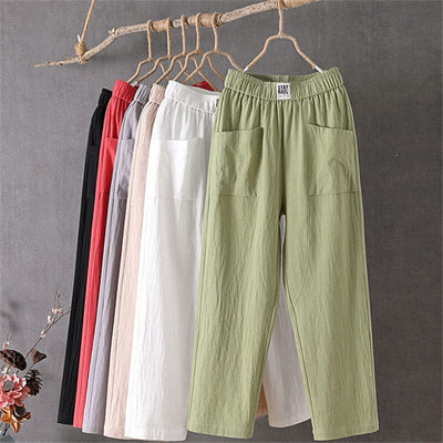 Celena - Casual Linen Blend Trousers