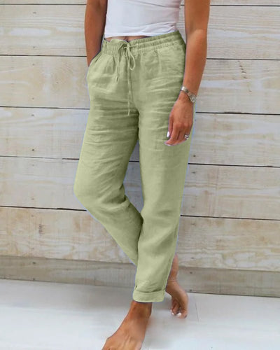 Monica - Luxurious Cotton-Linen Trousers